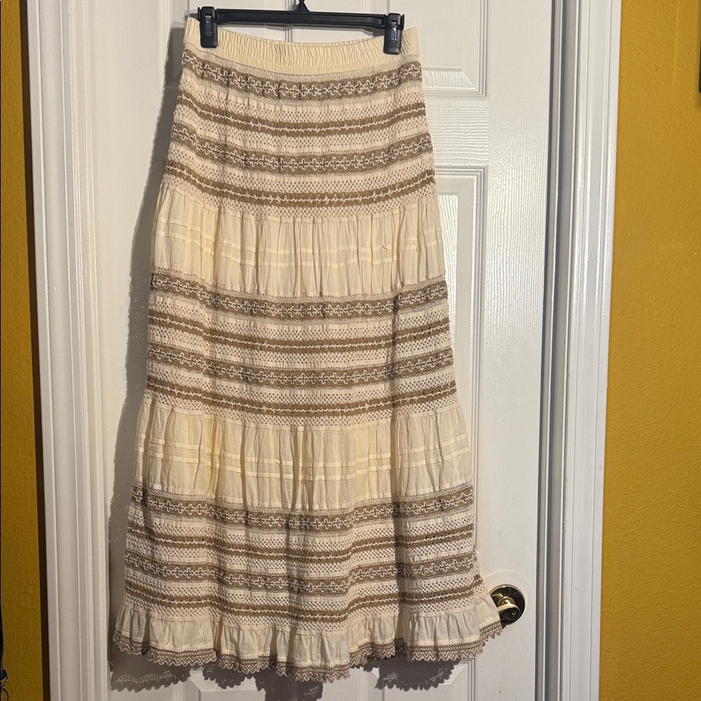 NWT Chico's Cream and Brown Maxi Skirt